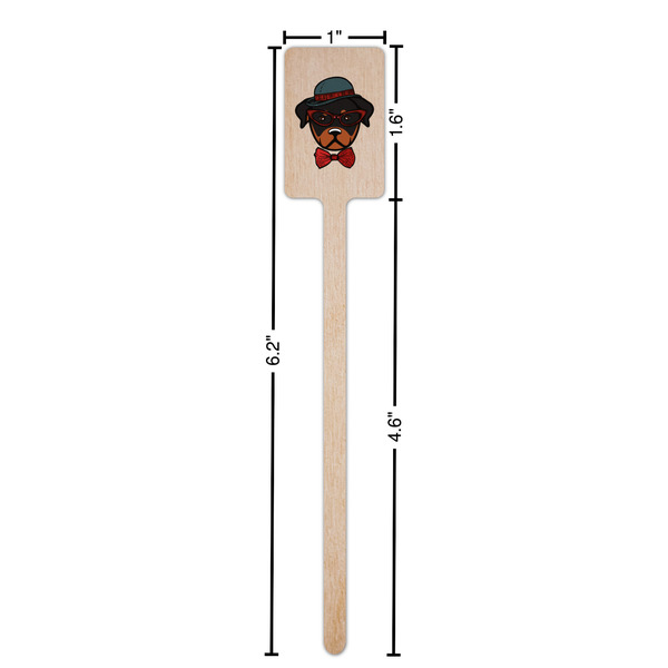 Hipster Dogs Wooden 6.25" Stir Stick - Rectangular - Dimensions