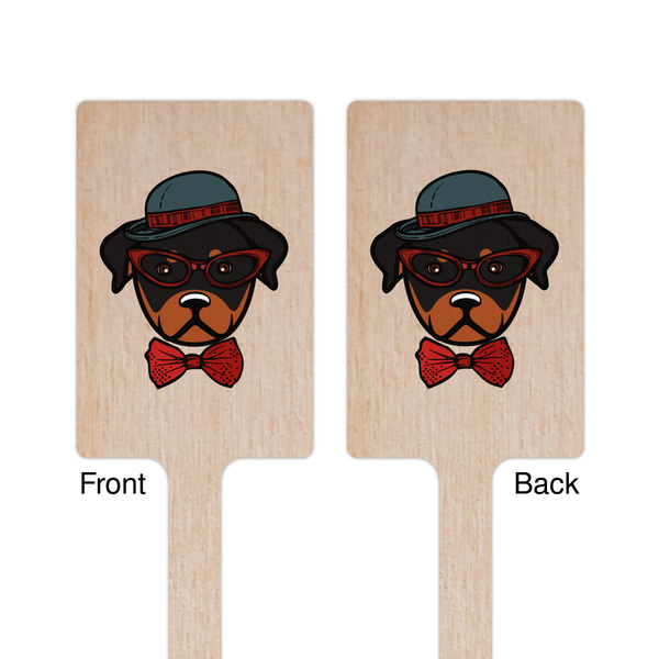 Hipster Dogs Wooden 6.25" Stir Stick - Rectangular - Double Sided - Front & Back