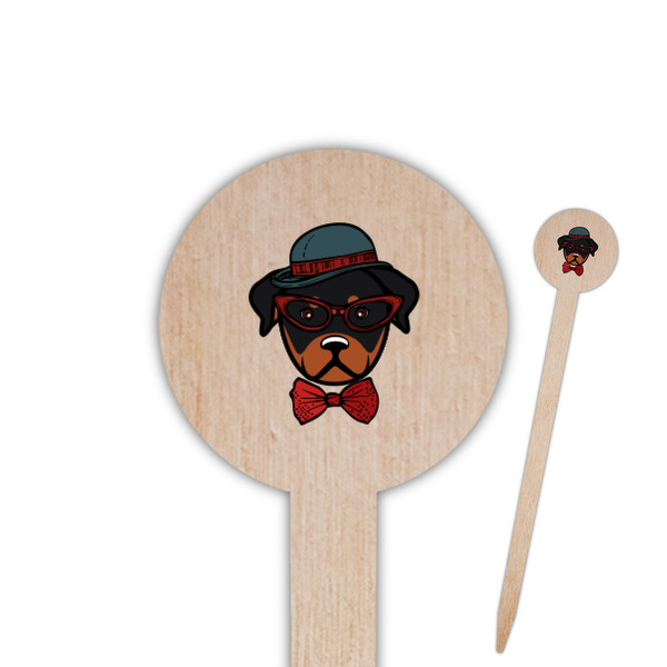 Custom Hipster Dogs Round Wooden Food Picks