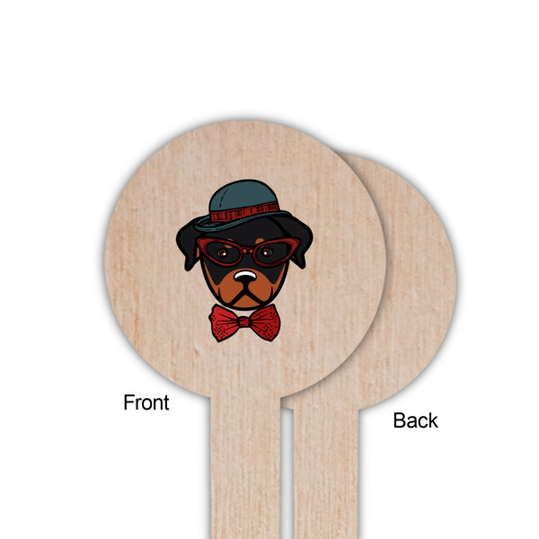 Hipster Dogs Wooden 6" Food Pick - Round - Single Sided - Front & Back