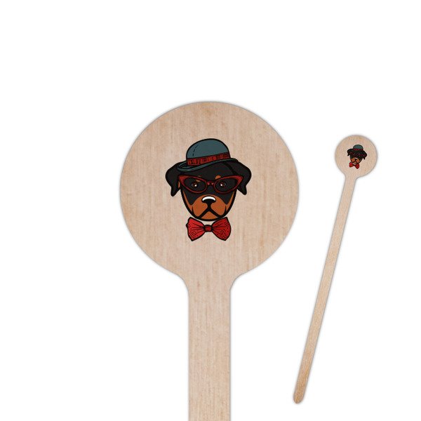 Custom Hipster Dogs 6" Round Wooden Stir Sticks - Double Sided