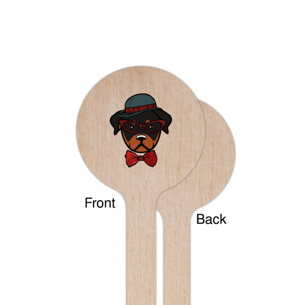 Hipster Dogs Wooden 7.5" Stir Stick - Round - Single Sided - Front & Back