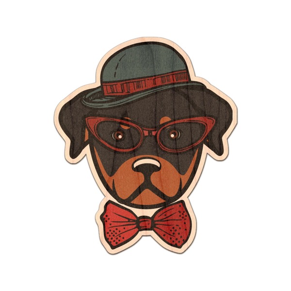 Custom Hipster Dogs Genuine Maple or Cherry Wood Sticker