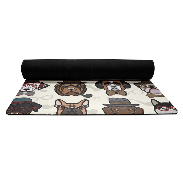 Hipster Dogs Yoga Mat Rolled up Black Rubber Backing