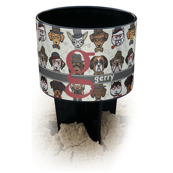 Custom Hipster Dogs Black Beach Spiker Drink Holder (Personalized)