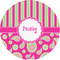 Pink & Green Paisley and Stripes Multipurpose Round Labels - 1" (Personalized)