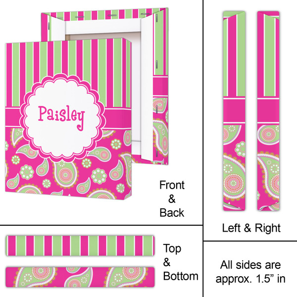 Pink & Green Paisley and Stripes 11x14 - Canvas Print - Approval