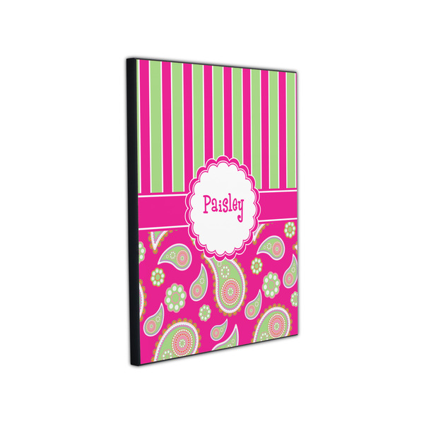 Pink & Green Paisley and Stripes 11x14 Wood Print - Angle View