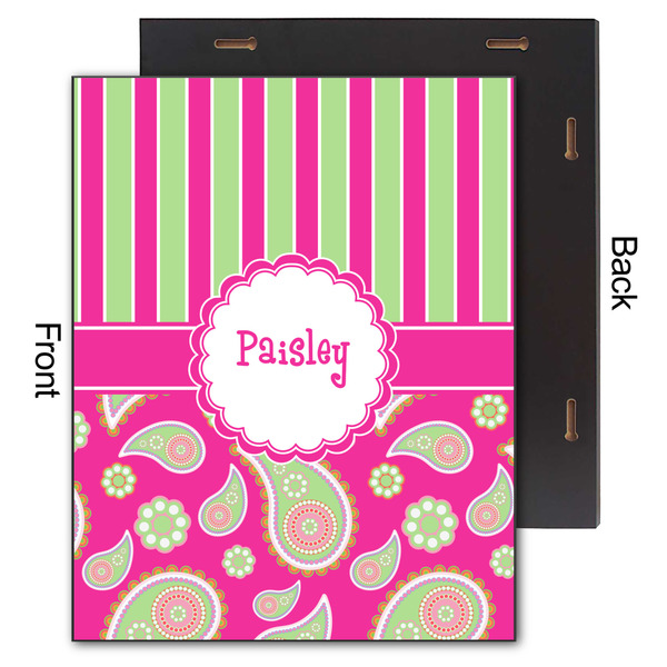 Pink & Green Paisley and Stripes 11x14 Wood Print - Front & Back View