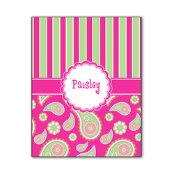 Pink & Green Paisley and Stripes Wood Print - 11x14 (Personalized)