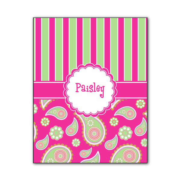 Custom Pink & Green Paisley and Stripes Wood Print - 11x14 (Personalized)