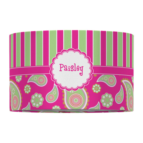 Pink & Green Paisley and Stripes 12" Drum Lampshade - FRONT (Fabric)