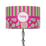 Pink & Green Paisley and Stripes 12" Drum Lamp Shade - Fabric (Personalized)