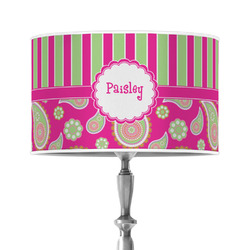 Pink & Green Paisley and Stripes 12" Drum Lamp Shade - Poly-film (Personalized)