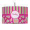 Pink & Green Paisley and Stripes 12" Drum Pendant Lamp - Fabric (Personalized)