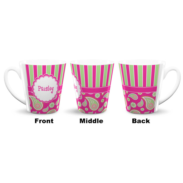 Pink & Green Paisley and Stripes 12 Oz Latte Mug - Approval