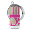 Pink & Green Paisley and Stripes 12 oz Stainless Steel Sippy Cups - FULL (back angle)