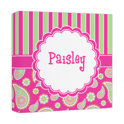 Pink & Green Paisley and Stripes Canvas Print - 12x12 (Personalized)