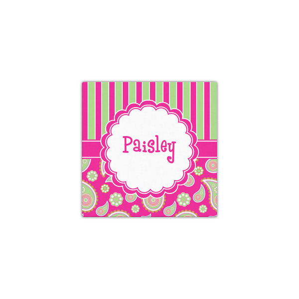 Pink & Green Paisley and Stripes 12x12 - Canvas Print - Front View