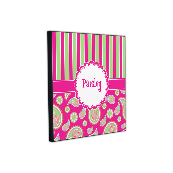 Pink & Green Paisley and Stripes 12x12 Wood Print - Angle View