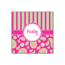 Pink & Green Paisley and Stripes Wood Print - 12x12 (Personalized)