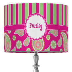 Pink & Green Paisley and Stripes 16" Drum Lamp Shade - Fabric (Personalized)