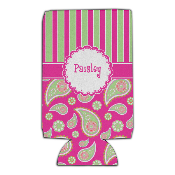 Pink & Green Paisley and Stripes 16oz Can Sleeve - Set of 4 - FRONT