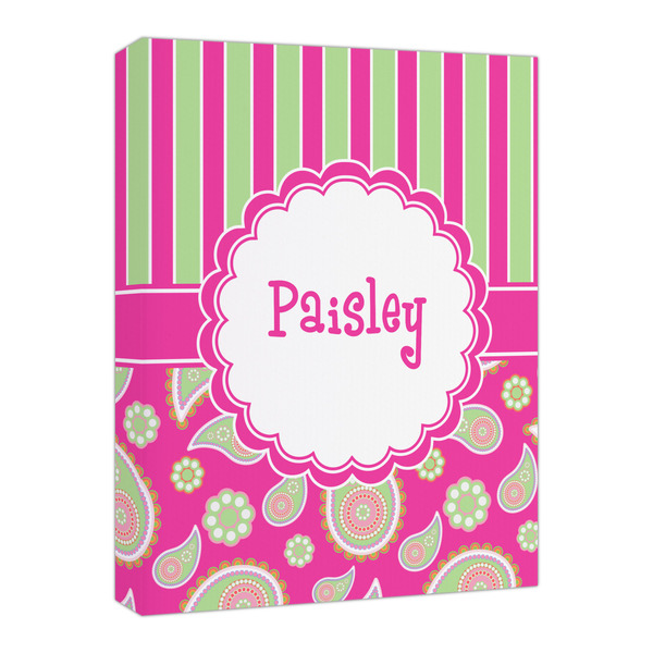 Custom Pink & Green Paisley and Stripes Canvas Print - 16x20 (Personalized)