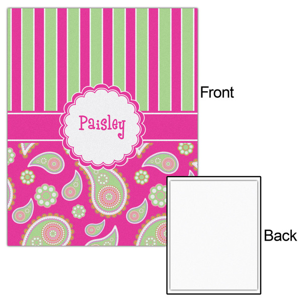 Pink & Green Paisley and Stripes 16x20 - Matte Poster - Front & Back