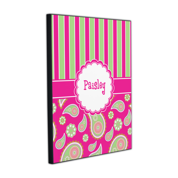 Pink & Green Paisley and Stripes 16x20 Wood Print - Angle View