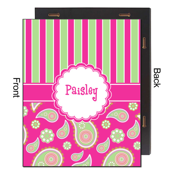 Pink & Green Paisley and Stripes 16x20 Wood Print - Front & Back View