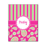 Pink & Green Paisley and Stripes Wood Print - 16x20 (Personalized)