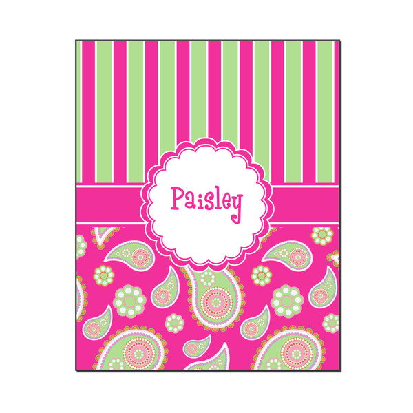 Custom Pink & Green Paisley and Stripes Wood Print - 16x20 (Personalized)