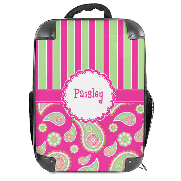Custom Pink & Green Paisley and Stripes 18" Hard Shell Backpack (Personalized)