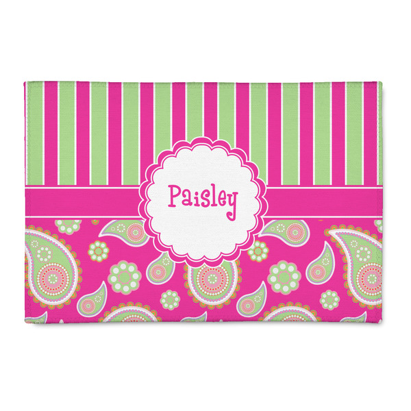Custom Pink & Green Paisley and Stripes 2' x 3' Indoor Area Rug (Personalized)