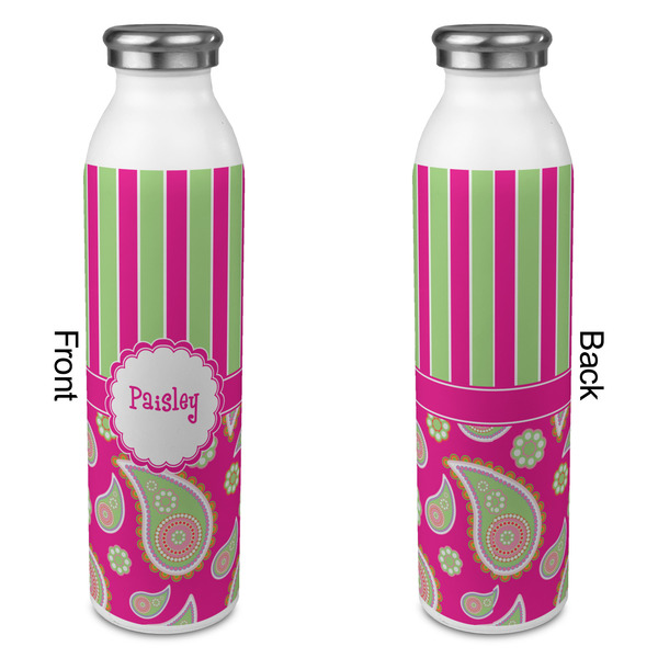 Pink & Green Paisley and Stripes 20oz Water Bottles - Full Print - Approval
