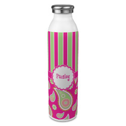 Pink & Green Paisley and Stripes 20oz Stainless Steel Water Bottle - Full Print (Personalized)