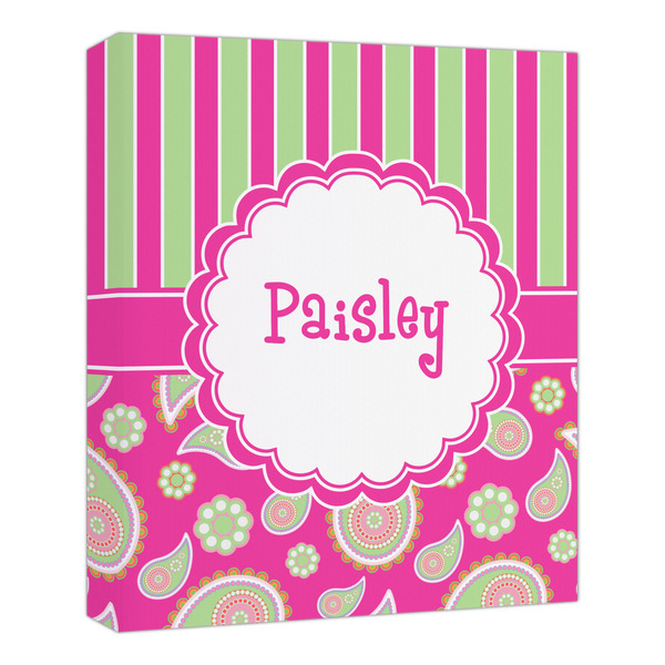 Custom Pink & Green Paisley and Stripes Canvas Print - 20x24 (Personalized)