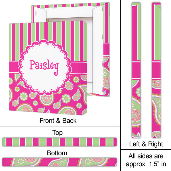 Pink & Green Paisley and Stripes 20x24 - Canvas Print - Approval