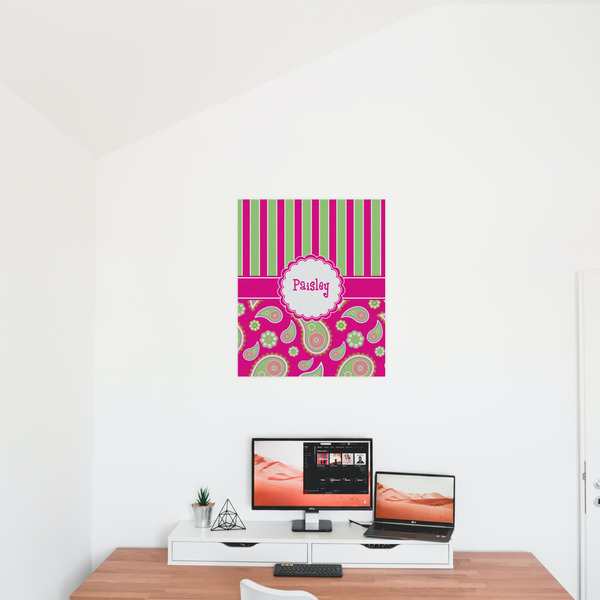 Pink & Green Paisley and Stripes 20x24 - Matte Poster - On the Wall