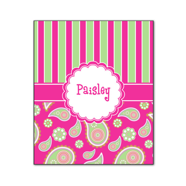 Custom Pink & Green Paisley and Stripes Wood Print - 20x24 (Personalized)