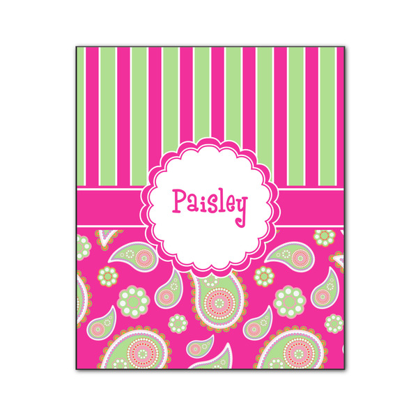 Pink & Green Paisley and Stripes 20x24 Wood Print - Front View