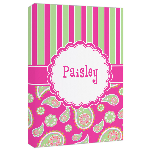 Custom Pink & Green Paisley and Stripes Canvas Print - 20x30 (Personalized)
