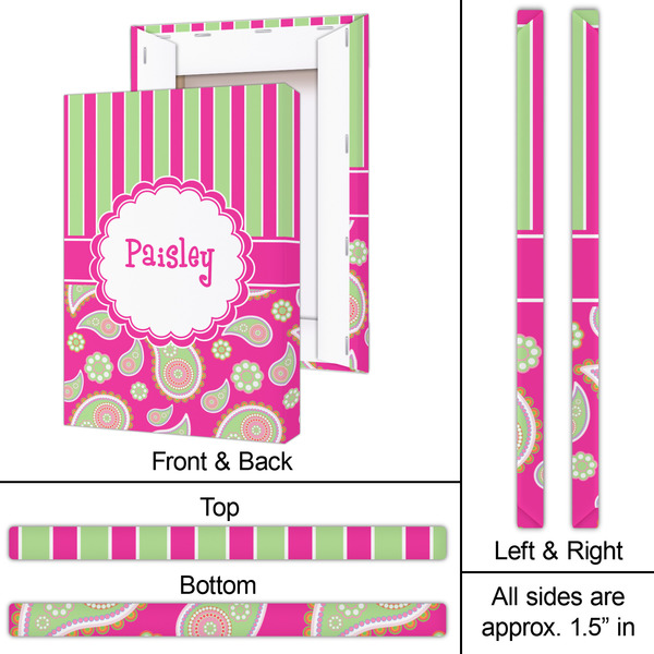 Pink & Green Paisley and Stripes 20x30 - Canvas Print - Approval