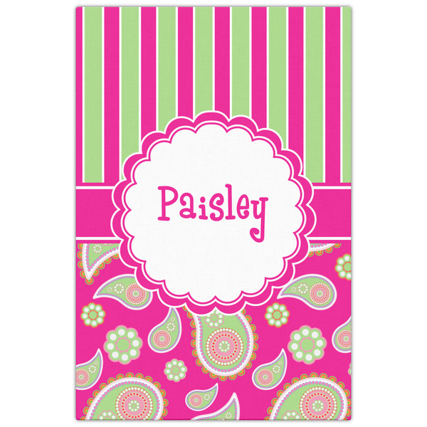 Pink & Green Paisley and Stripes 20x30 - Canvas Print - Front View