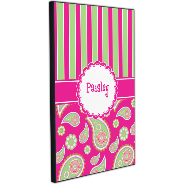 Pink & Green Paisley and Stripes 20x30 Wood Print - Angle View