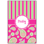 Pink & Green Paisley and Stripes Wood Print - 20x30 (Personalized)