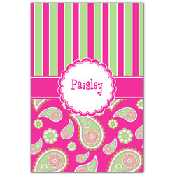 Pink & Green Paisley and Stripes Wood Print - 20x30 (Personalized)