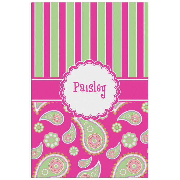 Custom Pink & Green Paisley and Stripes Poster - Matte - 24x36 (Personalized)