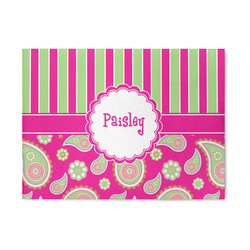 Pink & Green Paisley and Stripes Area Rug (Personalized)